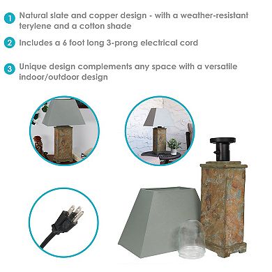 Sunnydaze 24 in Indoor/Outdoor Natural Slate Table Lamp - Neutral