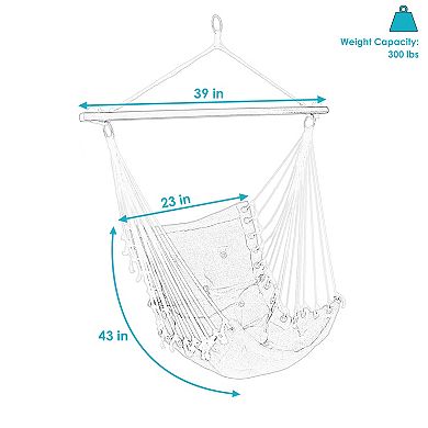 Sunnydaze Polyester Fabric Victorian Hammock Chair with Cushion - Red