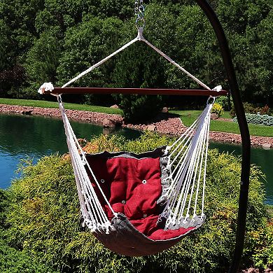 Sunnydaze Polyester Fabric Victorian Hammock Chair with Cushion - Red