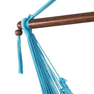 Sunnydaze Extra Large Polyester Rope Hammock Chair and Spreader Bar - Sky