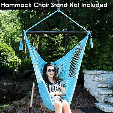 Sunnydaze Extra Large Polyester Rope Hammock Chair and Spreader Bar - Sky