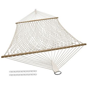 Sunnydaze 2-Person Cotton Rope Hammock with Spreader Bars