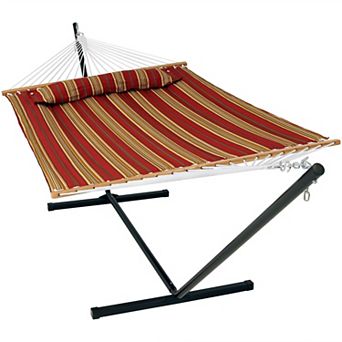 Sunnydaze 2-Person Quilted Fabric Hammock with Steel Stand