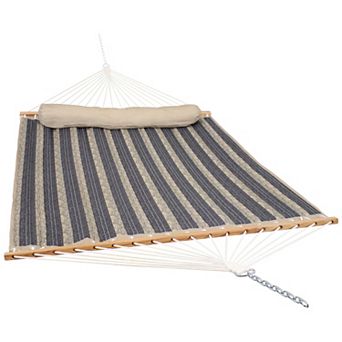 Sunnydaze Large Quilted Fabric Hammock with Spreader Bar and Pillow