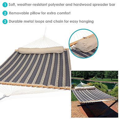 Sunnydaze Large Quilted Hammock with Spreader Bar and Pillow - Mountainside