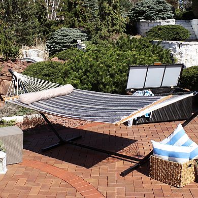 Sunnydaze Large Quilted Hammock with Spreader Bar and Pillow - Mountainside