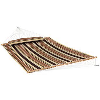 Sunnydaze Large Quilted Fabric Hammock with Spreader Bar and Pillow