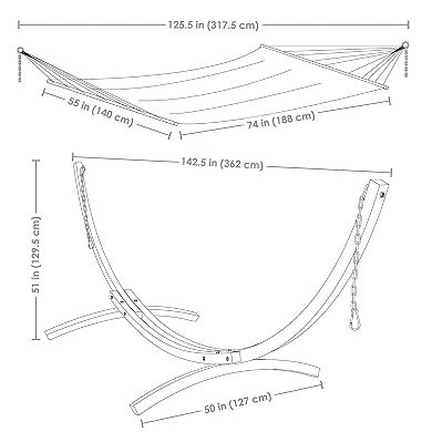 Sunnydaze Large Quilted Hammock with Curved Wooden Stand