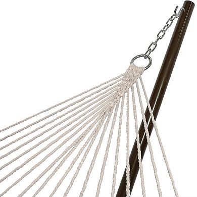 Sunnydaze Large Rope Hammock with Steel Stand and Pad/Pillow