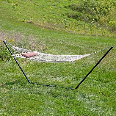 Sunnydaze Large Rope Hammock with Steel Stand and Pad/Pillow