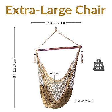 Sunnydaze Extra Large Polyester Rope Hammock Chair and Spreader Bar