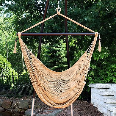 Sunnydaze Extra Large Polyester Rope Hammock Chair and Spreader Bar