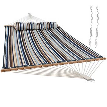 Sunnydaze Large Quilted Fabric Hammock with Spreader Bar and Pillow