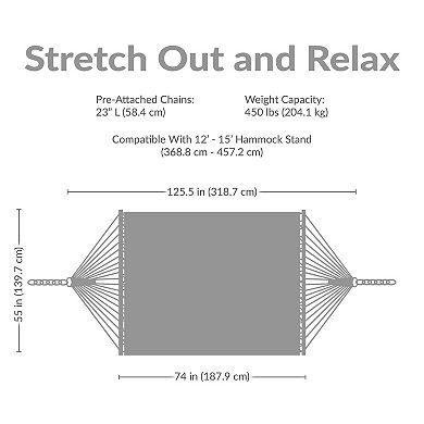 Sunnydaze Large Quilted Fabric Hammock with Spreader Bar and Pillow