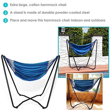 Sunnydaze Hanging Rope Hammock Chair with Space-Saving Stand