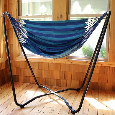 Sunnydaze Hanging Rope Hammock Chair with Space-Saving Stand