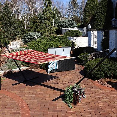 Sunnydaze 2-Person Quilted Fabric Hammock with Steel Stand
