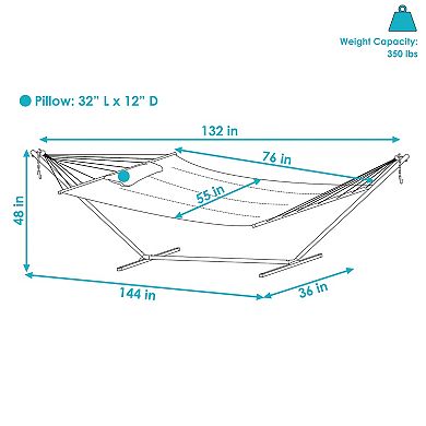 Sunnydaze 2-Person Quilted Fabric Hammock with Steel Stand - Red