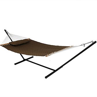 Sunnydaze 2-Person Quilted Fabric Hammock with Steel Stand