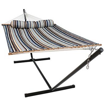 Sunnydaze 2-Person Quilted Fabric Hammock with Steel Stand