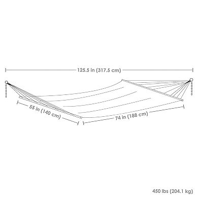 Sunnydaze Large Quilted Hammock with Spreader Bars and Pillow - Sunset