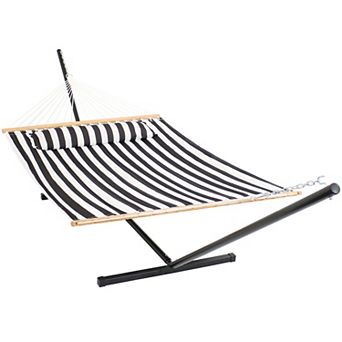 Sunnydaze 2-Person Quilted Fabric Hammock with Steel Stand
