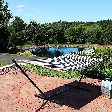 Sunnydaze 2-Person Quilted Fabric Hammock with Steel Stand