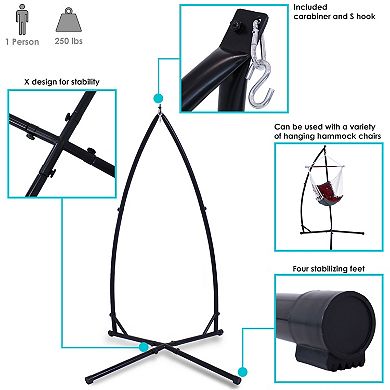 Sunnydaze X-Base Powder-Coated Steel Hammock Chair Stand - 82 in