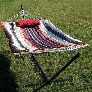 Sunnydaze Large Rope Hammock with Steel Stand and Pad/Pillow