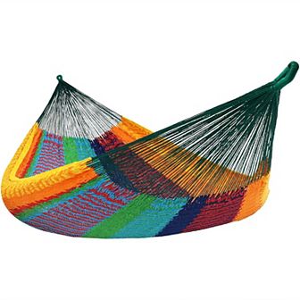 Sunnydaze 2-Person Cotton and Nylon Woven Fabric Hammock - Multi-Color