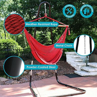 Sunnydaze Extra Large Hammock Chair with Adjustable Steel Stand