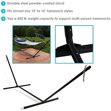 Sunnydaze 15' Hammock Stand with Heavy-Duty Steel Beam Construction