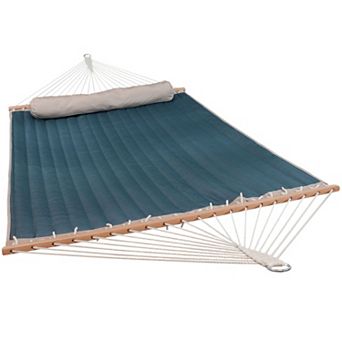Sunnydaze Large Quilted Fabric Hammock with Spreader Bars and Pillow