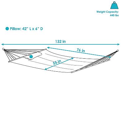 Sunnydaze Large Quilted Fabric Hammock with Spreader Bars and Pillow