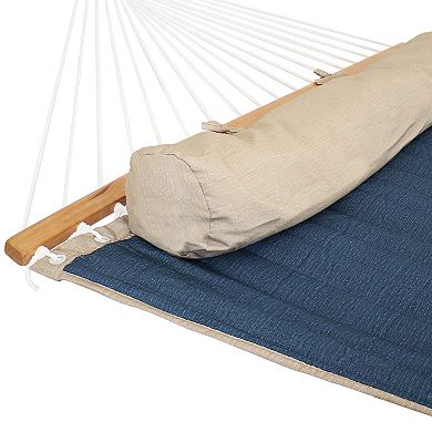 Sunnydaze Large Quilted Fabric Hammock with Spreader Bars and Pillow