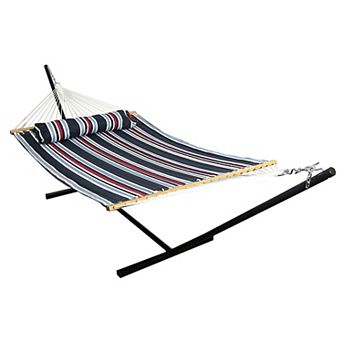 Sunnydaze 2-Person Quilted Fabric Hammock with Steel Stand