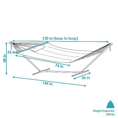 Sunnydaze 2-Person Quilted Fabric Hammock with Steel Stand