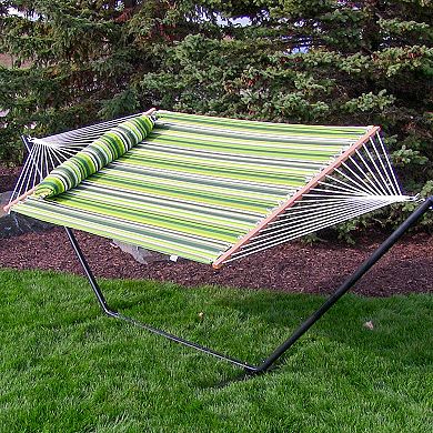 Sunnydaze Large Quilted Fabric Hammock with Spreader Bar and Pillow