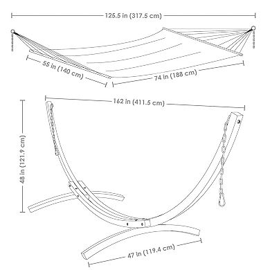 Sunnydaze Large Quilted Hammock with Curved Wooden Stand