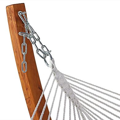 Sunnydaze Large Quilted Hammock with Curved Wooden Stand