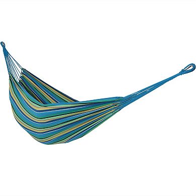 Sunnydaze 2-Person Woven Cotton Hammock with Carrying Case - Sea Grass