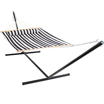 Sunnydaze 2-Person Quilted Fabric Hammock with Steel Stand