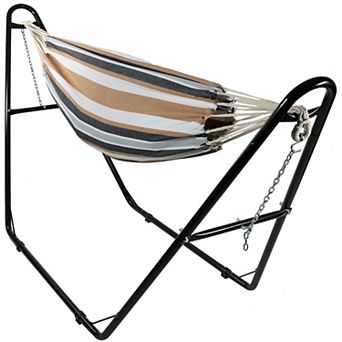 Sunnydaze 2-Person Cotton Hammock with Universal Steel Stand