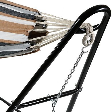 Sunnydaze 2-Person Cotton Hammock with Universal Steel Stand