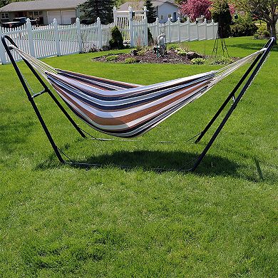 Sunnydaze 2-Person Cotton Hammock with Universal Steel Stand