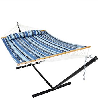 Sunnydaze 2-Person Quilted Fabric Hammock with Steel Stand