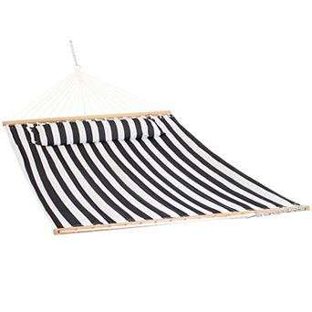 Sunnydaze Large Quilted Fabric Hammock with Spreader Bar and Pillow