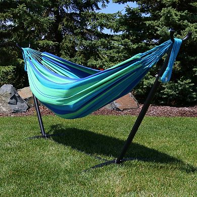 Sunnydaze Double Brazilian Hammock with Stand and Carrying Case
