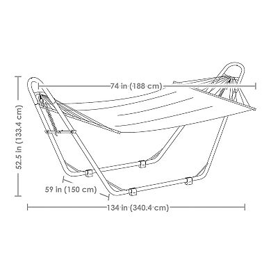 Sunnydaze Large Cotton Hammock with Universal Steel Stand - Calming Desert