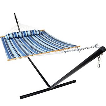 Sunnydaze 2-Person Quilted Fabric Hammock with Steel Stand